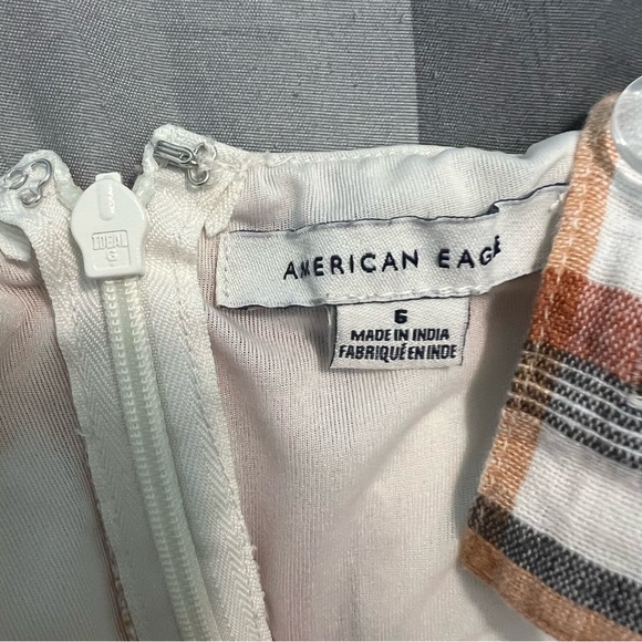 American Eagle Plaid Cotton Linen Cropped Wide Leg Jumpsuit size 6 - Picture 10 of 14